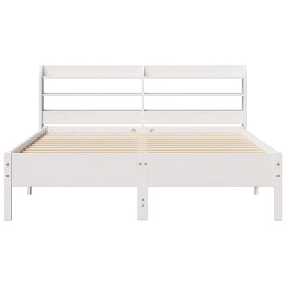 Cadre de lit sans matelas blanc 135x190 cm bois de pin massif