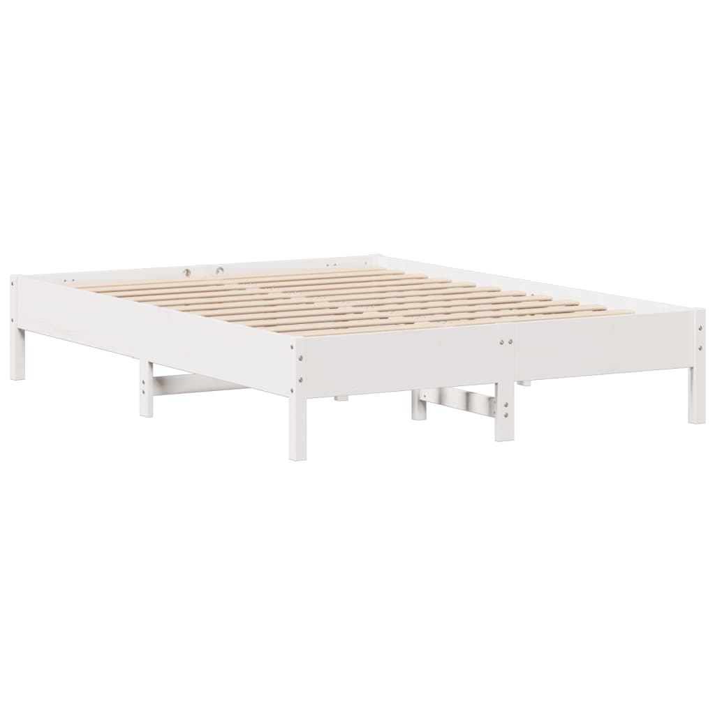 Cadre de lit sans matelas blanc 135x190 cm bois de pin massif