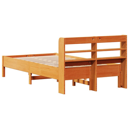 Cadre de lit sans matelas cire marron 120x190cm bois pin massif