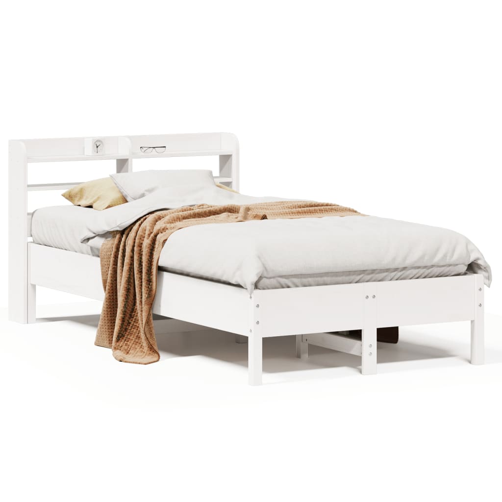 Cadre de lit sans matelas blanc 75x190 cm bois de pin massif