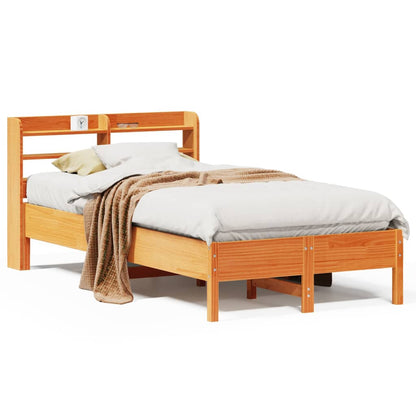 Cadre de lit sans matelas cire marron 75x190 cm bois pin massif