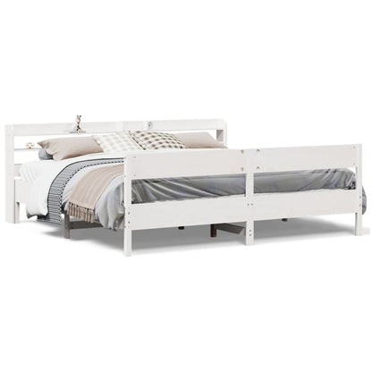 Cadre de lit sans matelas blanc 200x200 cm bois massif de pin