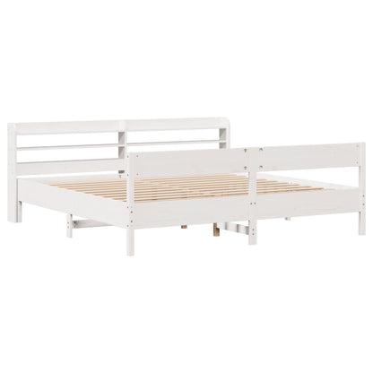 Cadre de lit sans matelas blanc 200x200 cm bois massif de pin