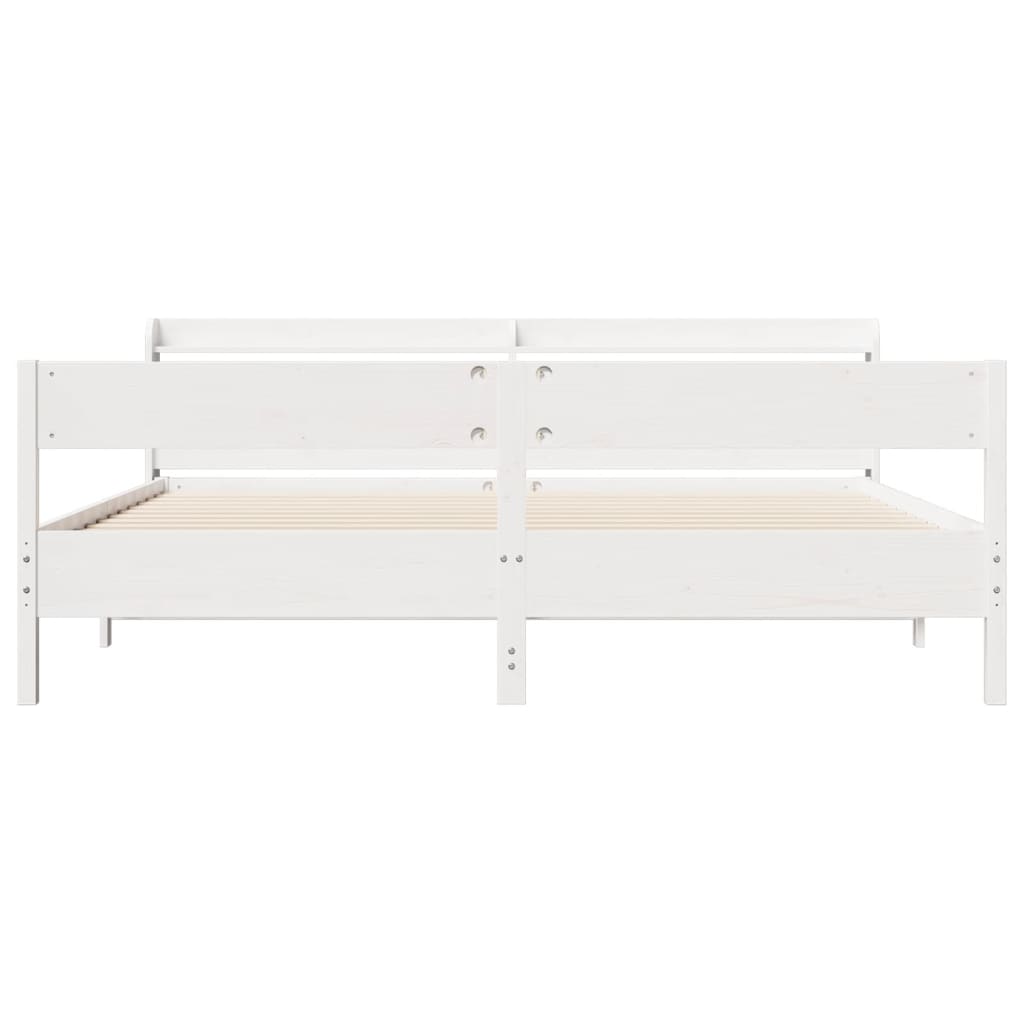 Cadre de lit sans matelas blanc 200x200 cm bois massif de pin