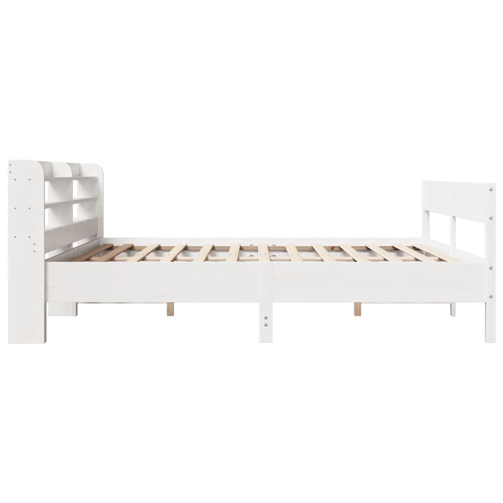 Cadre de lit sans matelas blanc 200x200 cm bois massif de pin