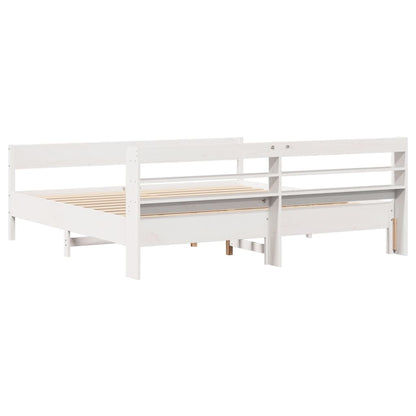 Cadre de lit sans matelas blanc 200x200 cm bois massif de pin