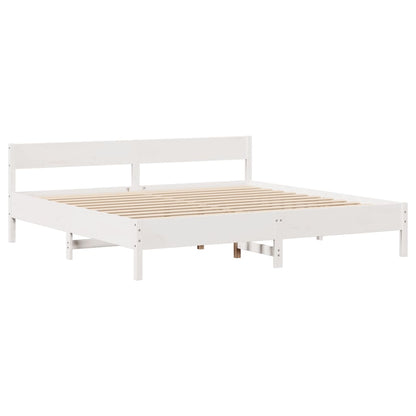 Cadre de lit sans matelas blanc 200x200 cm bois massif de pin