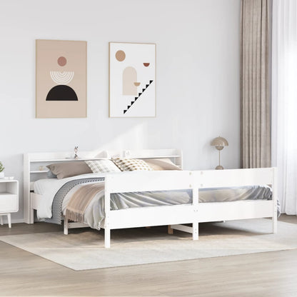 Cadre de lit sans matelas blanc 200x200 cm bois massif de pin