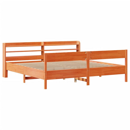 Cadre de lit sans matelas cire marron 200x200cm bois pin massif