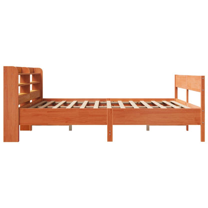 Cadre de lit sans matelas cire marron 200x200cm bois pin massif