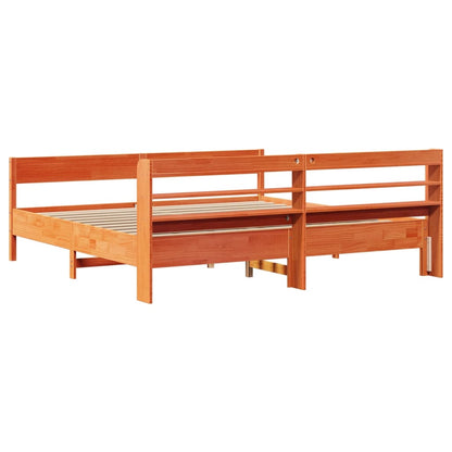 Cadre de lit sans matelas cire marron 200x200cm bois pin massif