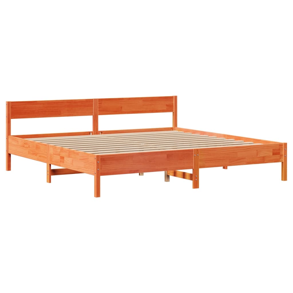 Cadre de lit sans matelas cire marron 200x200cm bois pin massif