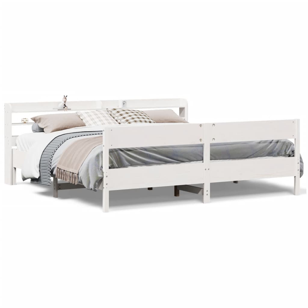 Cadre de lit sans matelas blanc 180x200 cm bois massif de pin