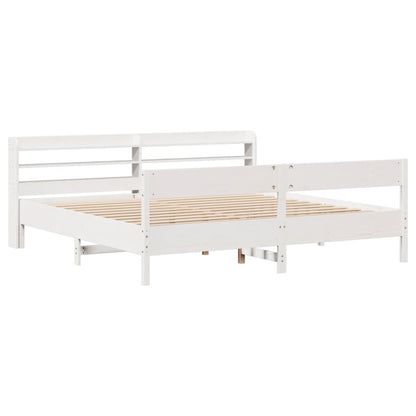 Cadre de lit sans matelas blanc 180x200 cm bois massif de pin