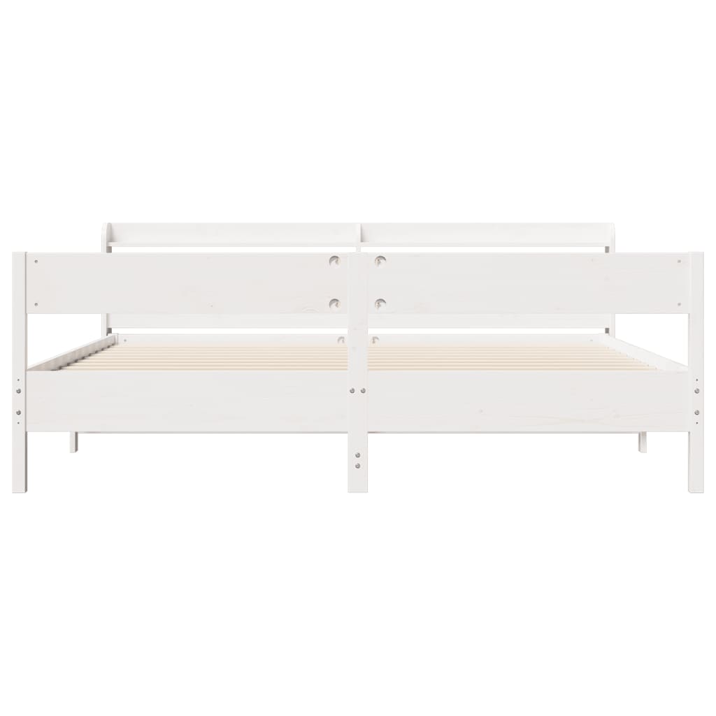 Cadre de lit sans matelas blanc 180x200 cm bois massif de pin