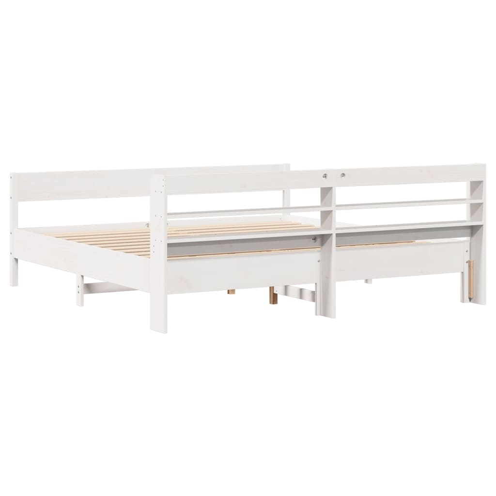 Cadre de lit sans matelas blanc 180x200 cm bois massif de pin