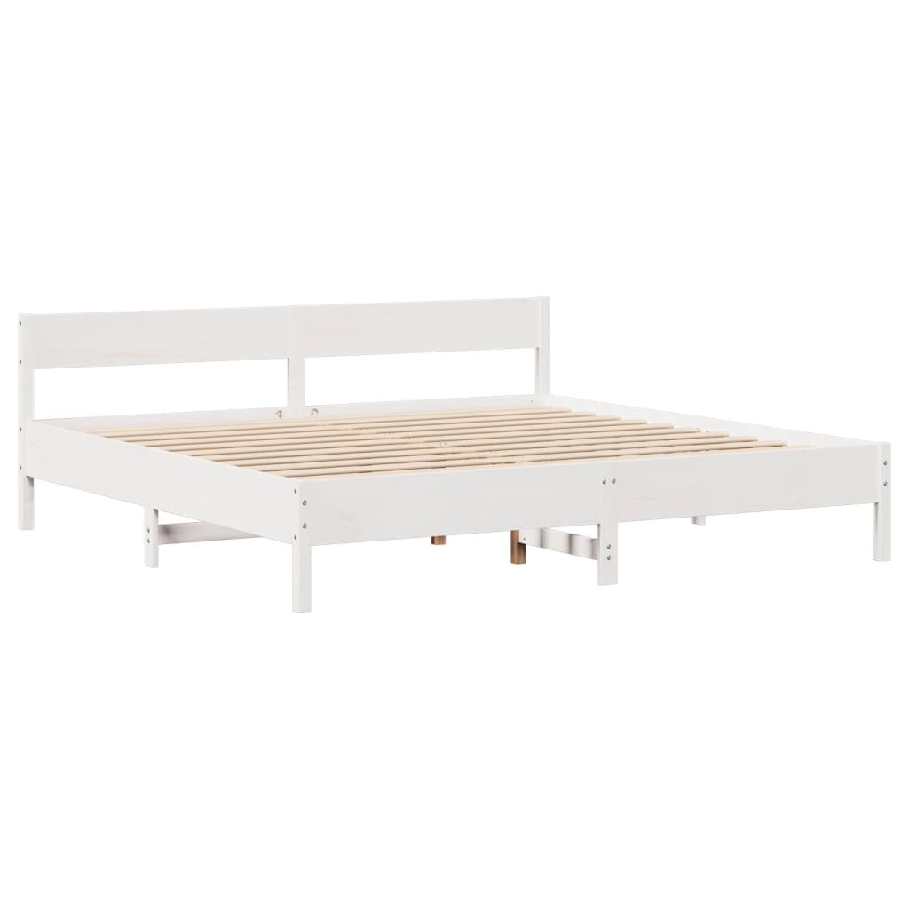 Cadre de lit sans matelas blanc 180x200 cm bois massif de pin