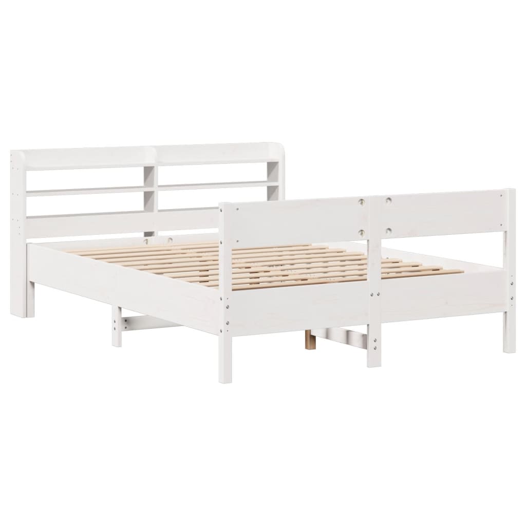 Cadre de lit sans matelas blanc 160x200 cm bois de pin massif