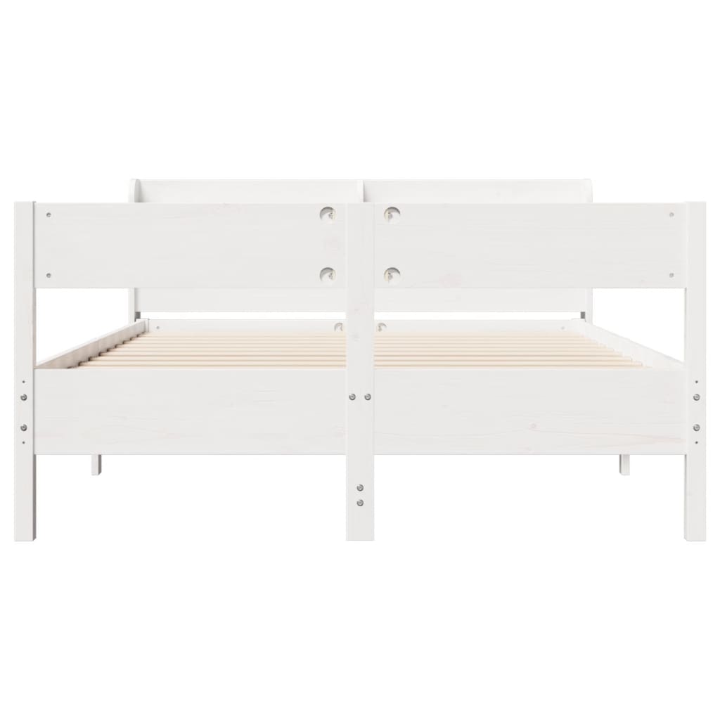 Cadre de lit sans matelas blanc 160x200 cm bois de pin massif