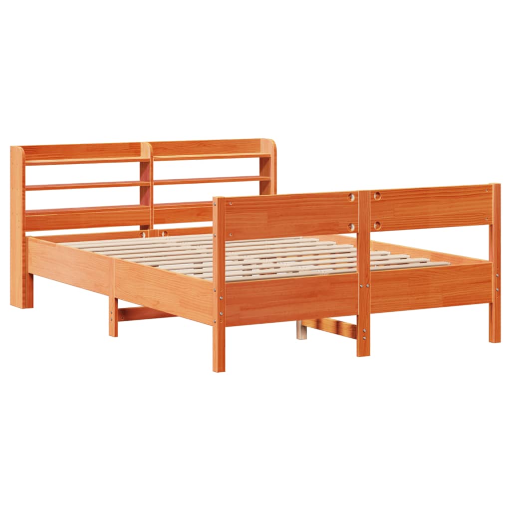 Cadre de lit sans matelas cire marron 160x200cm bois pin massif