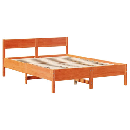 Cadre de lit sans matelas cire marron 160x200cm bois pin massif