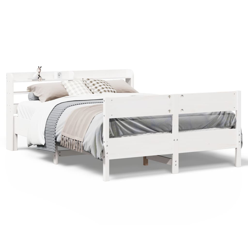 Cadre de lit sans matelas blanc 150x200 cm bois de pin massif