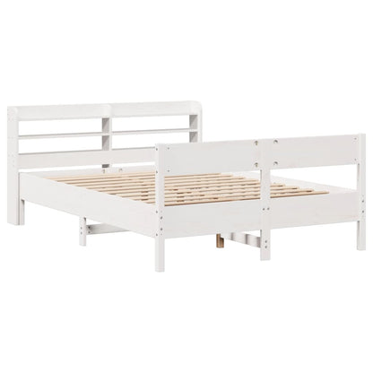 Cadre de lit sans matelas blanc 150x200 cm bois de pin massif