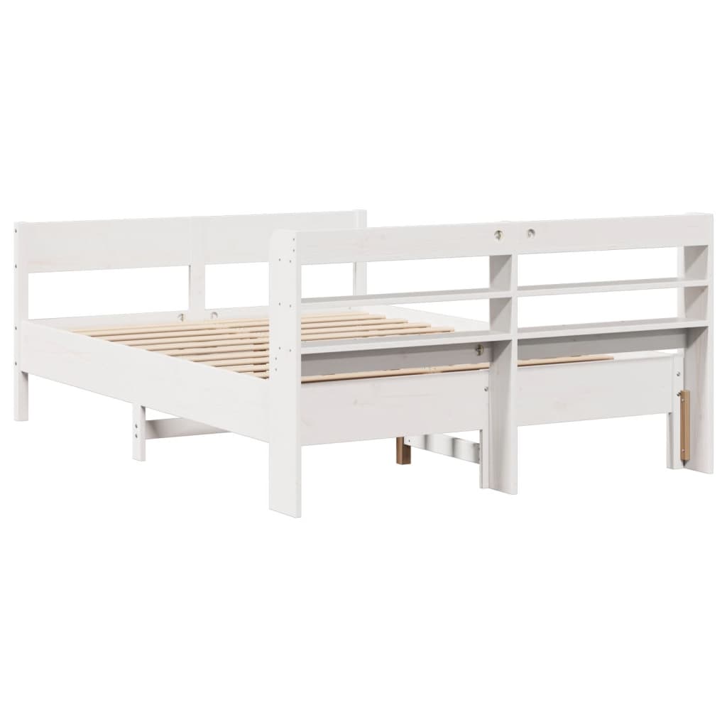 Cadre de lit sans matelas blanc 150x200 cm bois de pin massif