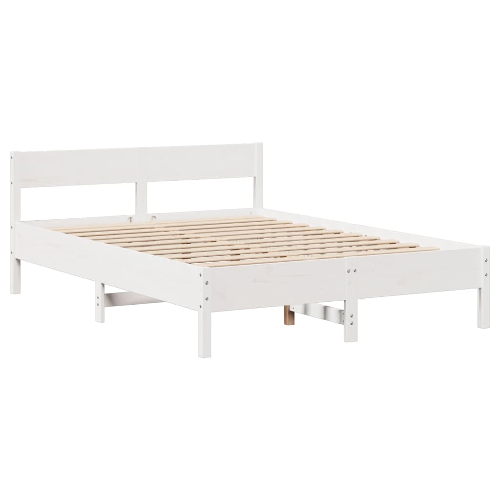 Cadre de lit sans matelas blanc 150x200 cm bois de pin massif