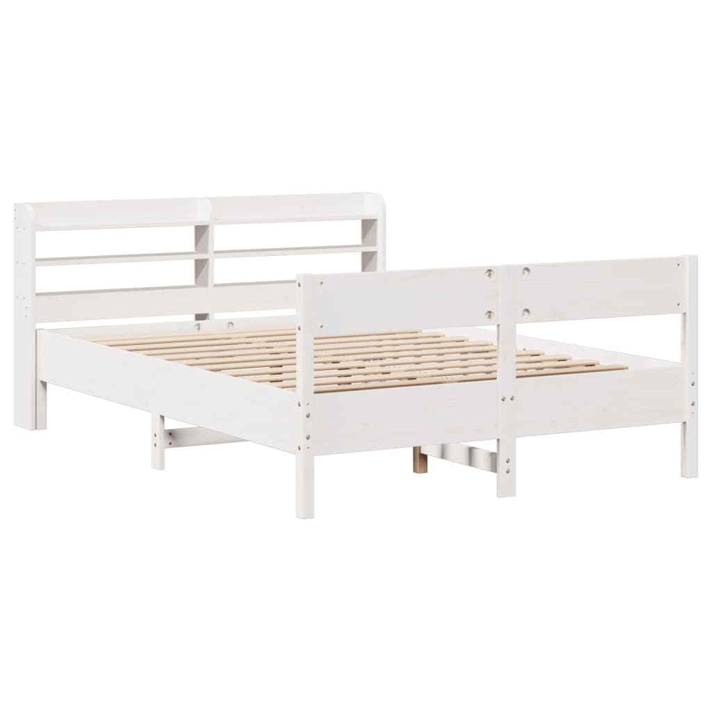 Cadre de lit sans matelas blanc 140x200 cm bois de pin massif