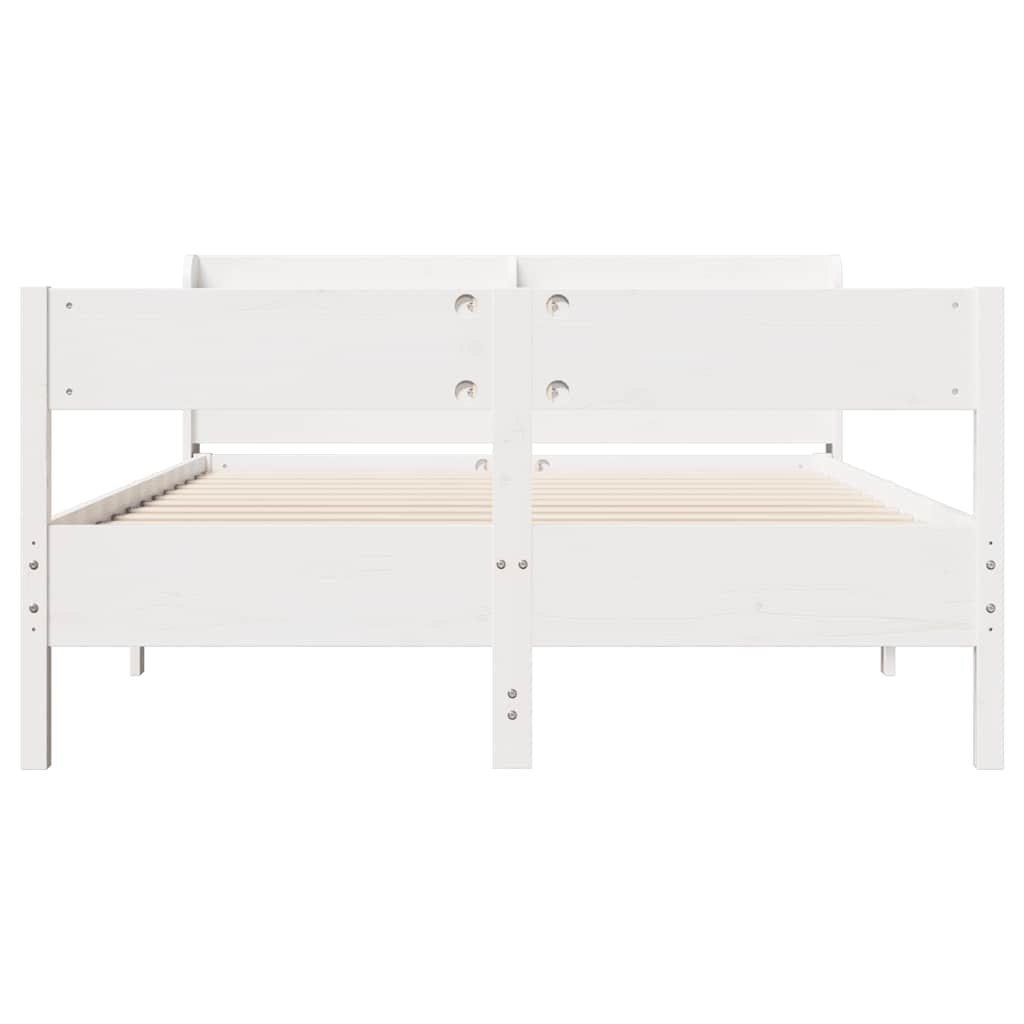 Cadre de lit sans matelas blanc 120x200 cm bois de pin massif