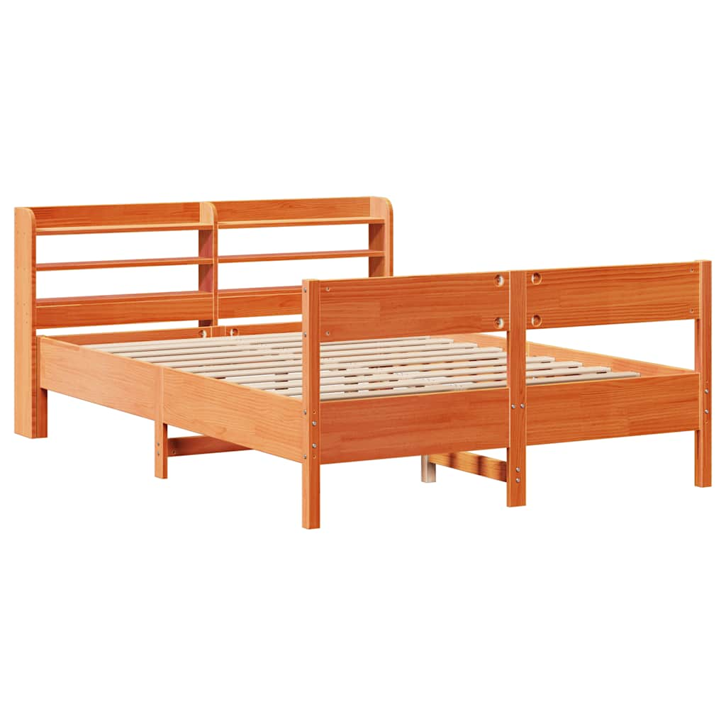 Cadre de lit sans matelas cire marron 120x200cm bois pin massif