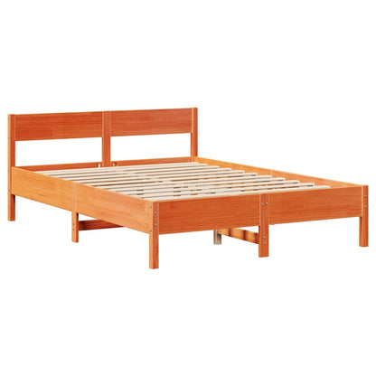 Cadre de lit sans matelas cire marron 120x200cm bois pin massif