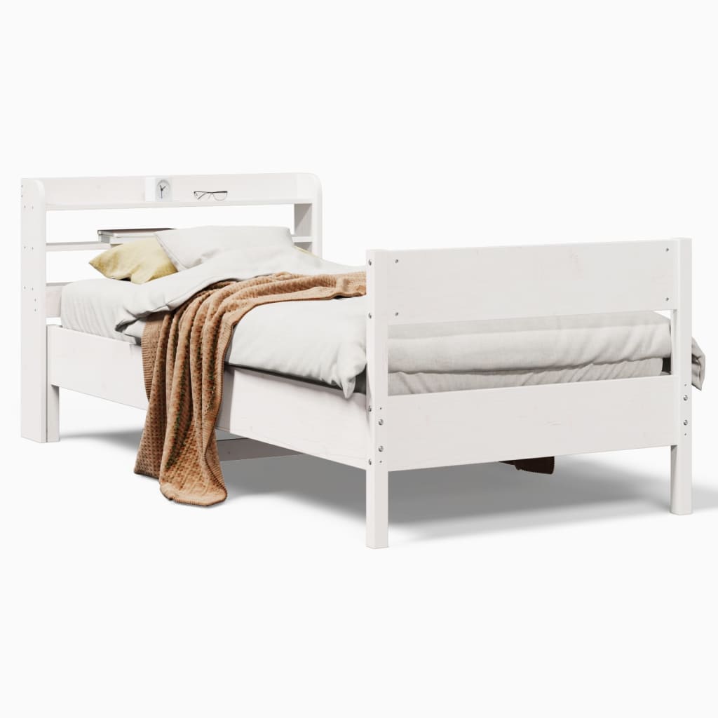 Cadre de lit sans matelas blanc 100x200 cm bois de pin massif