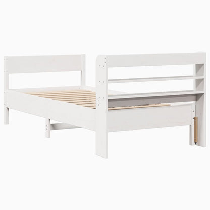 Cadre de lit sans matelas blanc 100x200 cm bois de pin massif