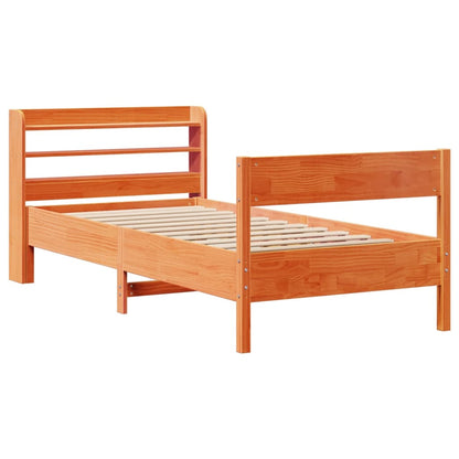 Cadre de lit sans matelas cire marron 100x200cm bois pin massif