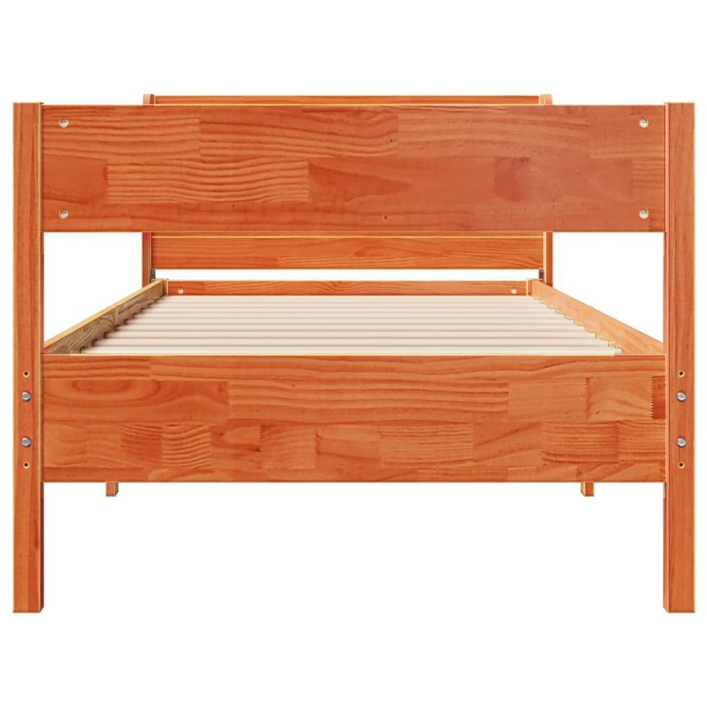 Cadre de lit sans matelas cire marron 100x200cm bois pin massif