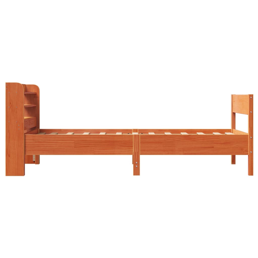 Cadre de lit sans matelas cire marron 100x200cm bois pin massif