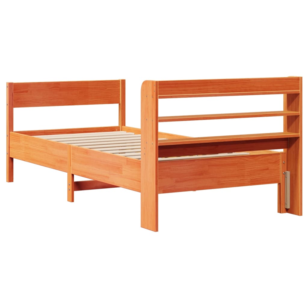 Cadre de lit sans matelas cire marron 100x200cm bois pin massif