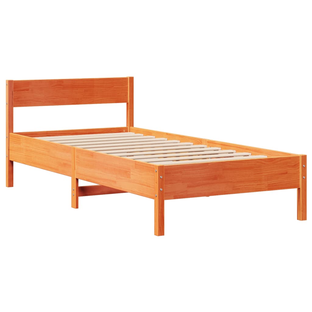 Cadre de lit sans matelas cire marron 100x200cm bois pin massif