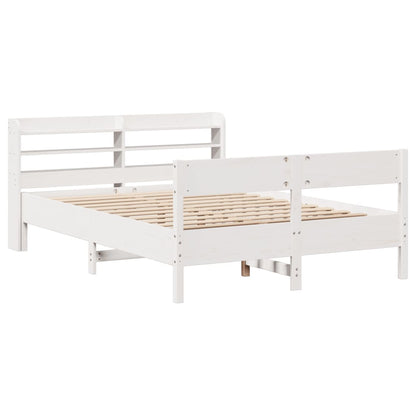 Cadre de lit sans matelas blanc 135x190 cm bois de pin massif