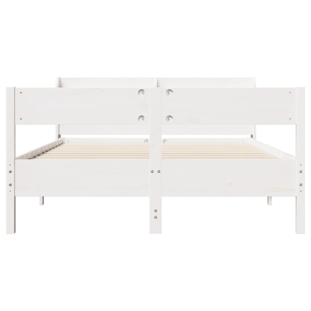 Cadre de lit sans matelas blanc 135x190 cm bois de pin massif