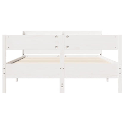 Cadre de lit sans matelas blanc 135x190 cm bois de pin massif