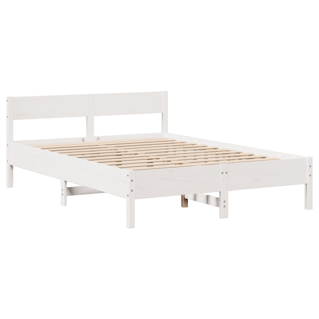 Cadre de lit sans matelas blanc 135x190 cm bois de pin massif