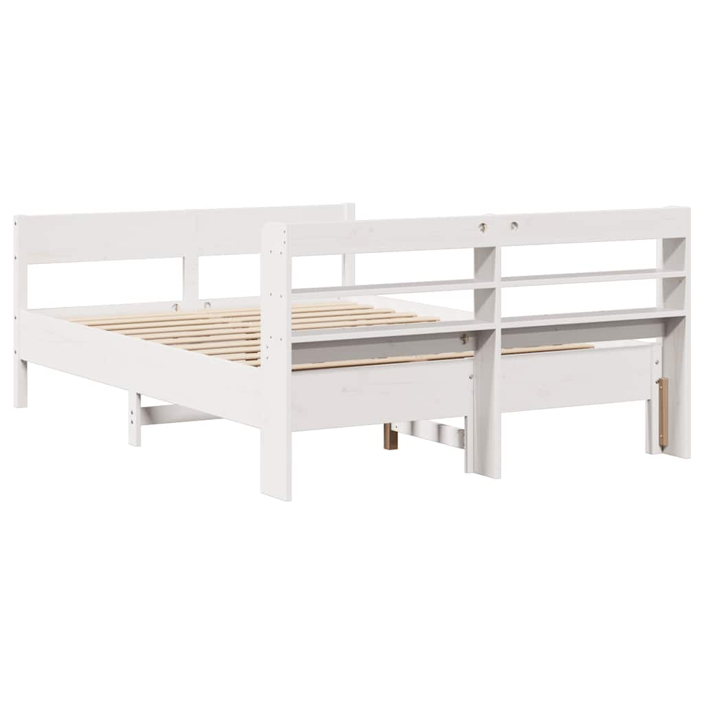 Cadre de lit sans matelas blanc 120x190 cm bois de pin massif