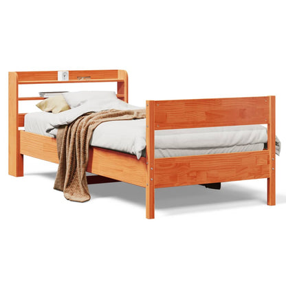 Cadre de lit sans matelas cire marron 90x190 cm bois pin massif