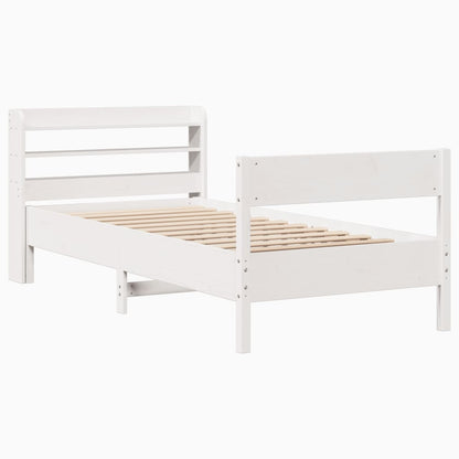 Cadre de lit sans matelas blanc 75x190 cm bois de pin massif