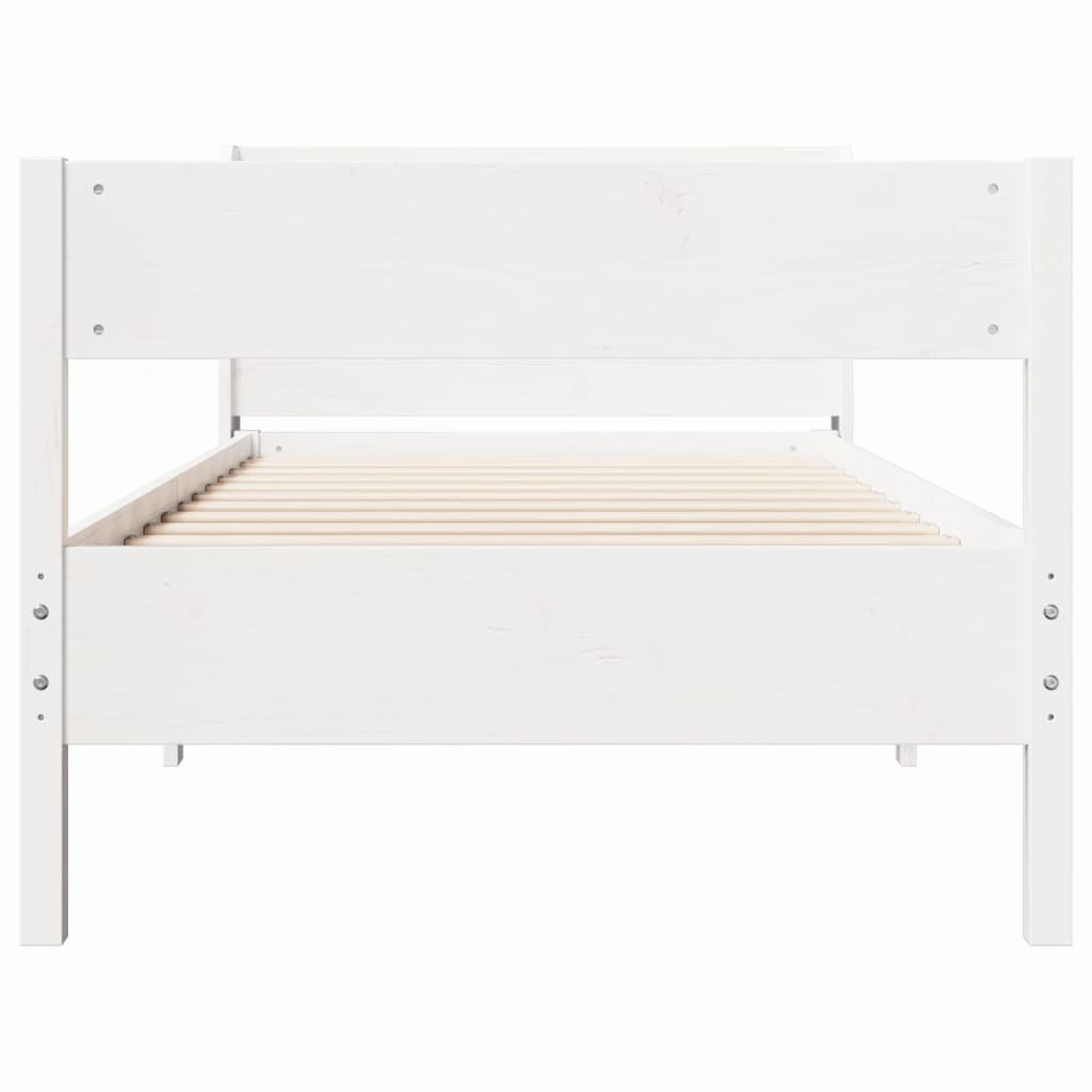 Cadre de lit sans matelas blanc 75x190 cm bois de pin massif