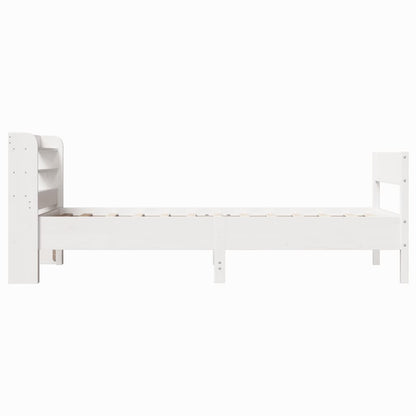 Cadre de lit sans matelas blanc 75x190 cm bois de pin massif