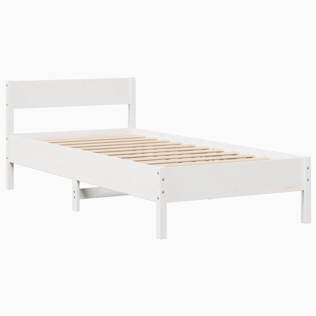 Cadre de lit sans matelas blanc 75x190 cm bois de pin massif